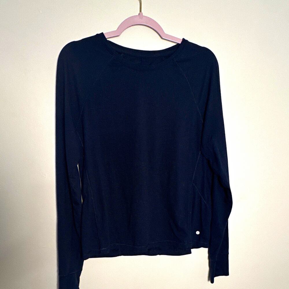 Layer 8 Quick Dry Stretch Athletic T-Shirt L Black Crew Neck Raglan Long Sleeve